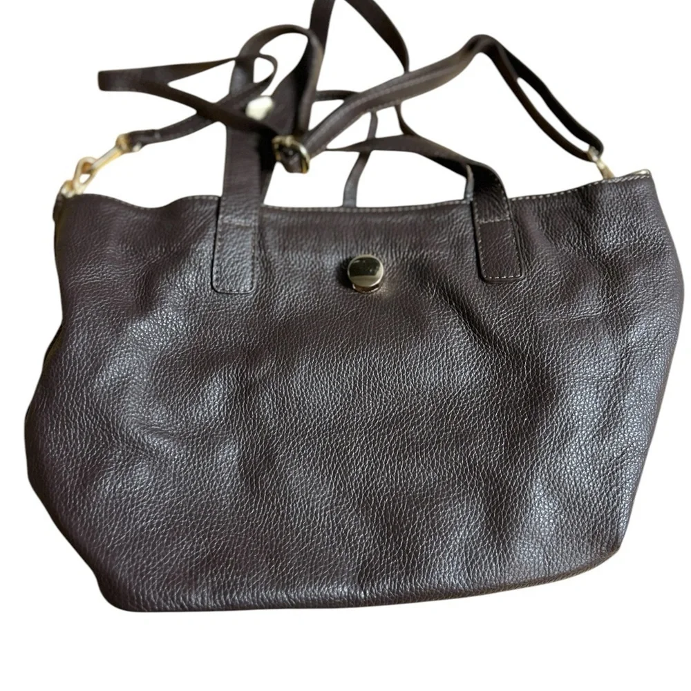 Women's Brown Leather Tote Bag with Gold Hardware‎ made in Italy
